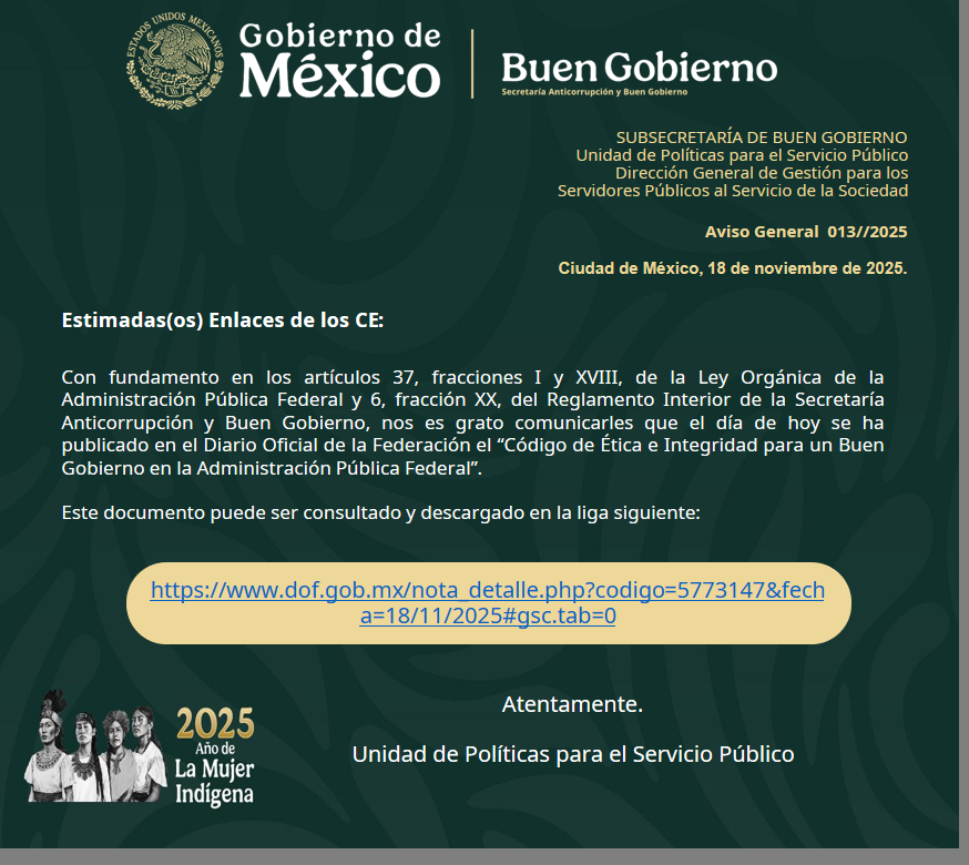 Código de Ética e Integridad para un Buen Gobierno en la Administración Pública Federal
