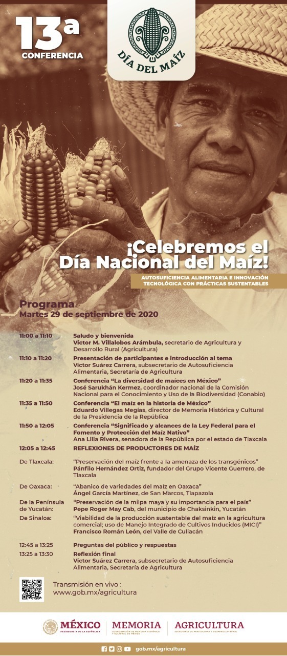 13ª Conferencia Día Nacional del maíz. Programación martes 29 Septiembre 2020
