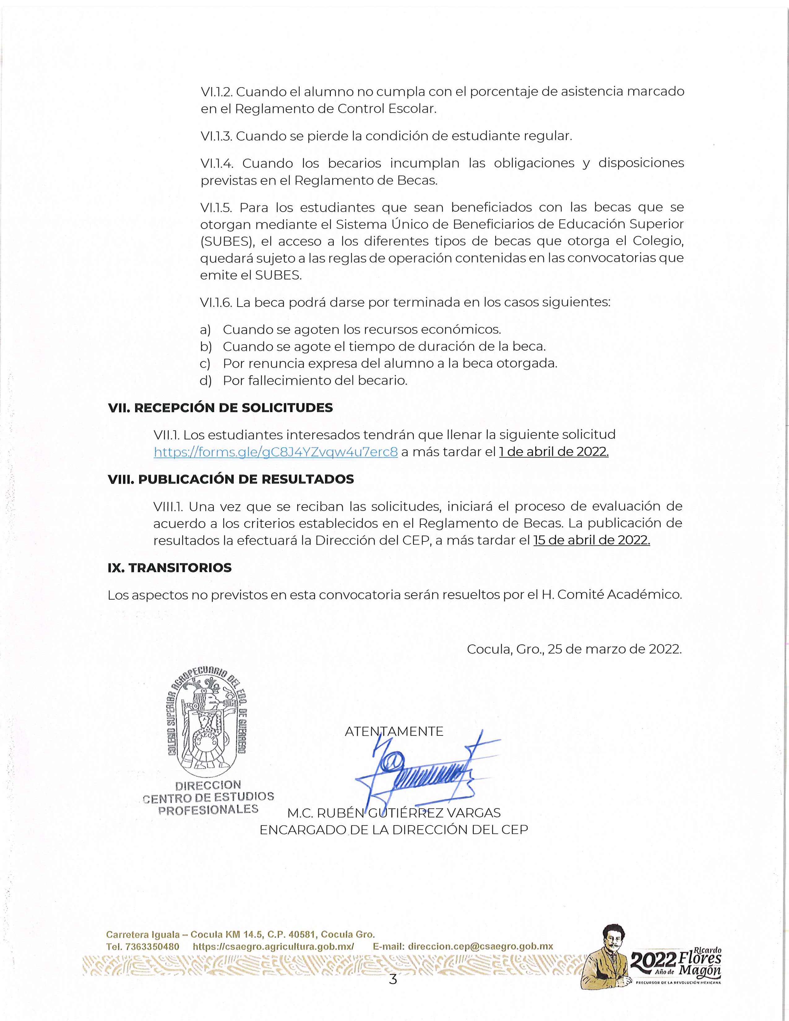 Convocatoria Beca Alimenticia Feb.- Jul. Centro de Estudios Profesionales pag. 3