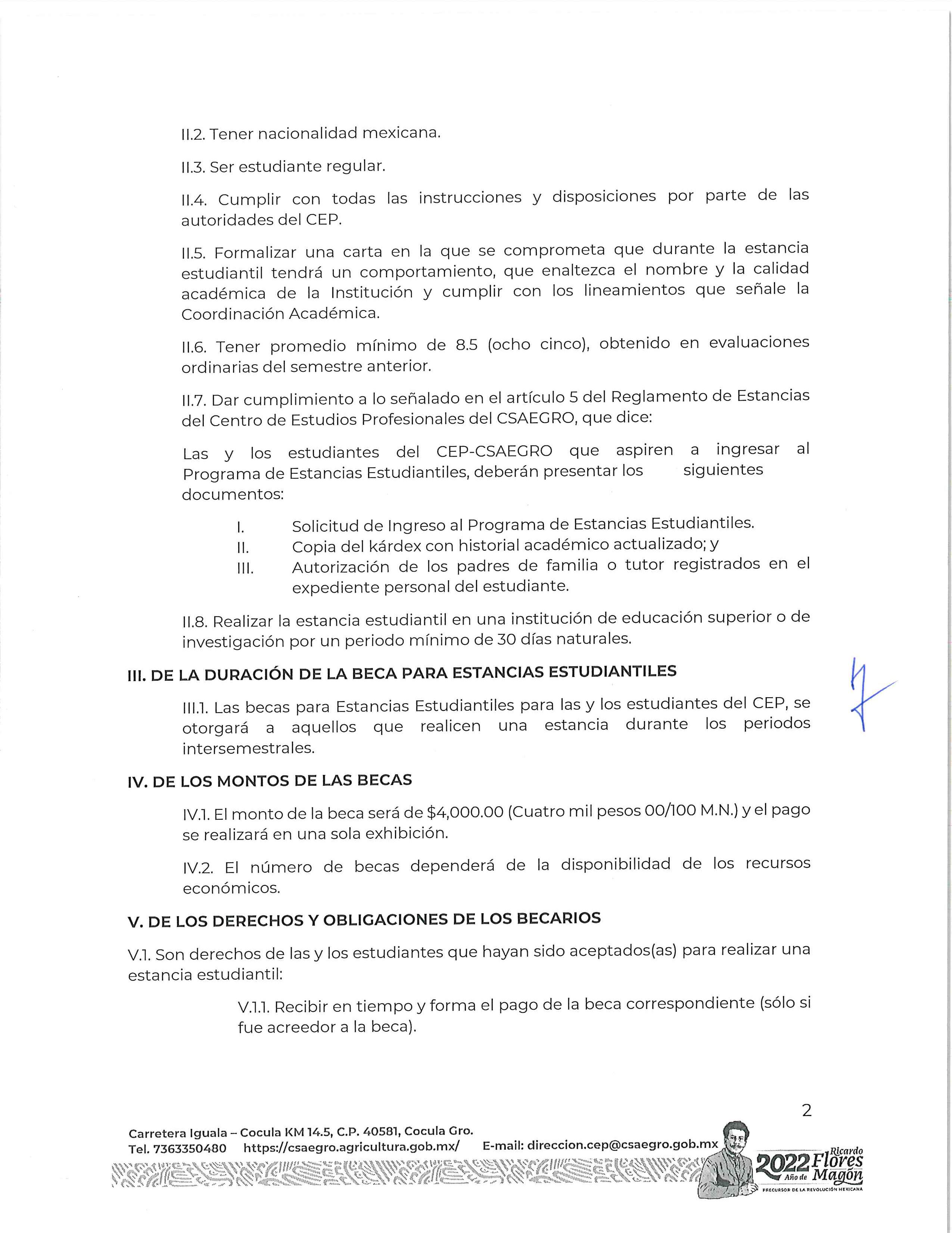 Convocatoria beca de Estancias Estudiantiles Pag.2