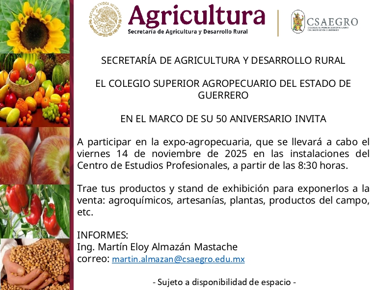 EL CSAEGRO EN EL MARCO DE SU 50 ANIVERSARIO INVITA A LA EXPO AGROPECUARIA