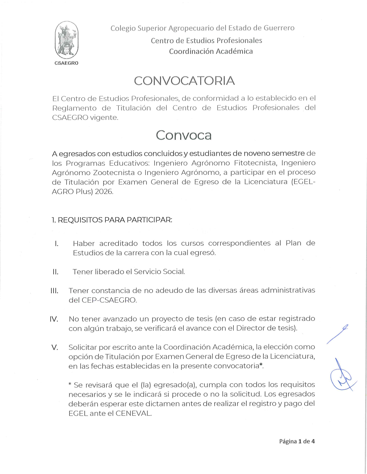 Convocatoria de Titulacion por EGEL-1