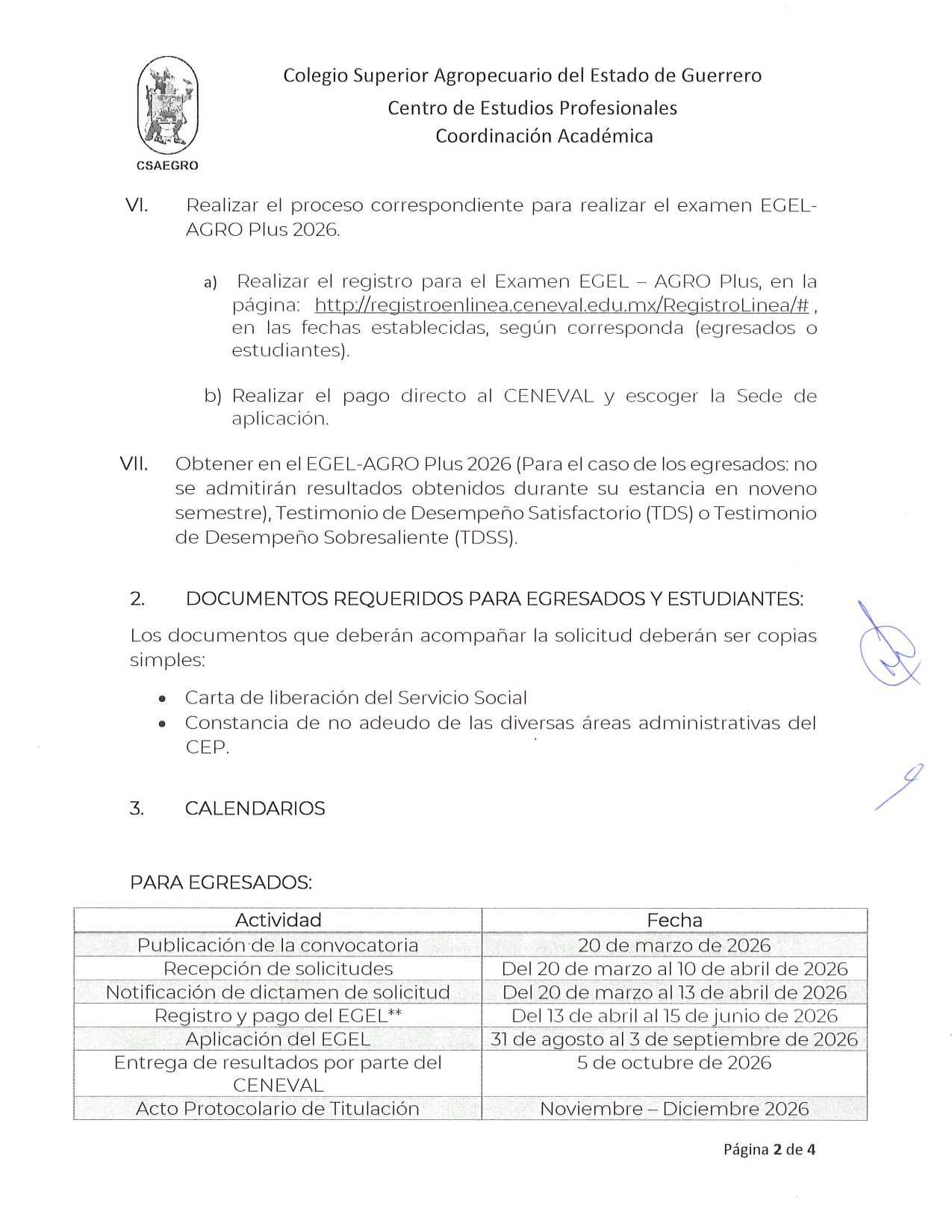 Convocatoria de Titulacion por EGEL 2026-2